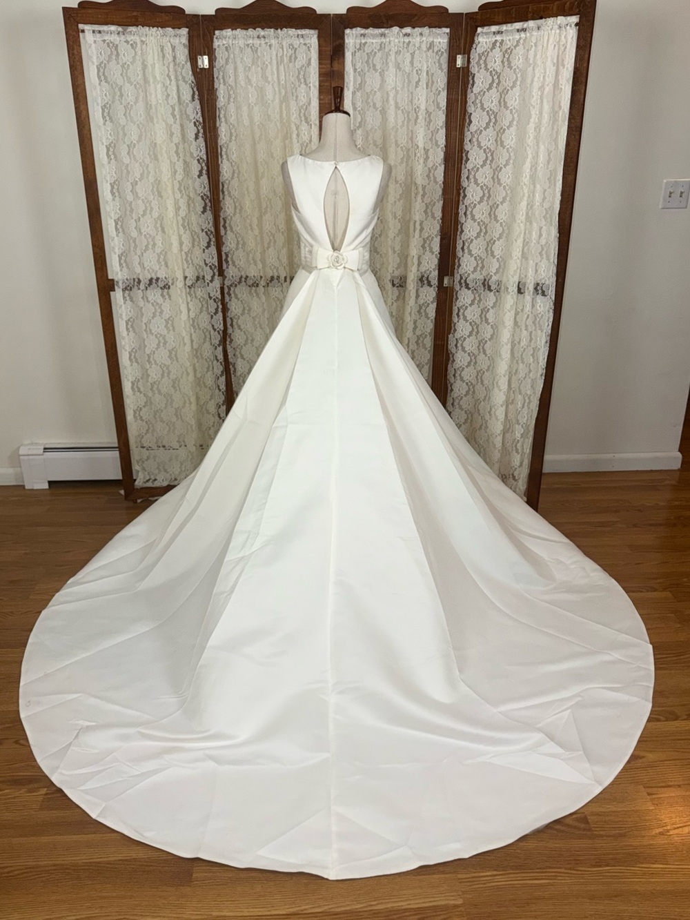 Elegant Mon Cheri White Satin A-Line Wedding Dress